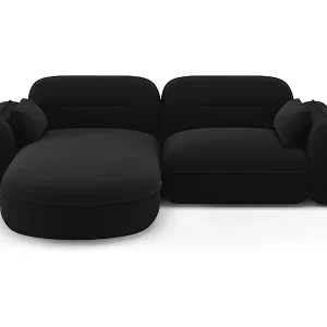 Preisreduziert Cosmopolitan Design - 3-Sitzer modulares Ecksofa links "Sydney" aus Samt schwarz - 230x165x70cm