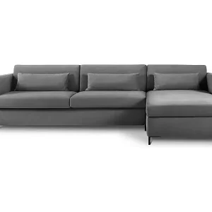 CXL by Christian Lacroix - 5-Sitzer ausklappbares Ecksofa rechts "Yanis" Sitzer aus Samt dunkelgrau - 280x170x80cm Jetzt Bestellen