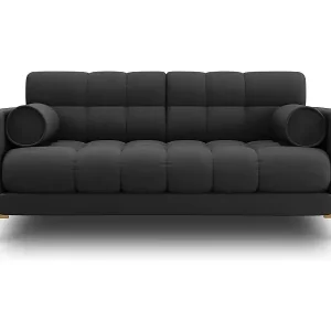 Cosmopolitan Design - 2-Sitzer Sofa "Bali" aus strukturiertem Stoff dunkelgrau - 152x92x75cm Rabatt