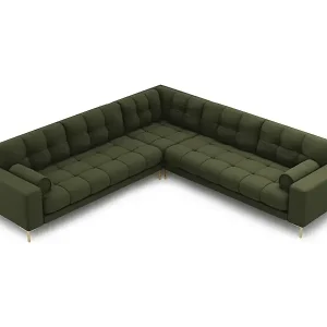Kostenloser Versand Cosmopolitan Design - 6-Sitzer wendbares Ecksofa "Bali" aus strukturiertem Stoff grün - 256x256x75cm