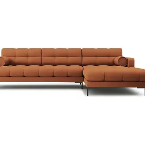 Bestseller Cosmopolitan Design - 5-Sitzer Ecksofa rechts "Bali" aus strukturiertem Stoff ziegelrot - 293x185x75cm