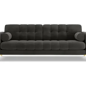 Preiswert Cosmopolitan Design - 4-Sitzer Sofa "Bali" aus Samt dunkelgrau - 217x92x75cm