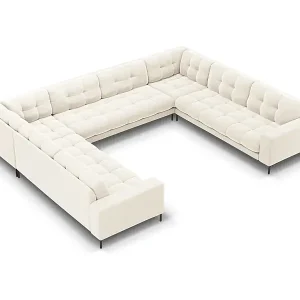 Cosmopolitan Design - 9-Sitzer Panoramasofa "Bali" aus Samt leichtes beige - 327x256x75cm Angebot