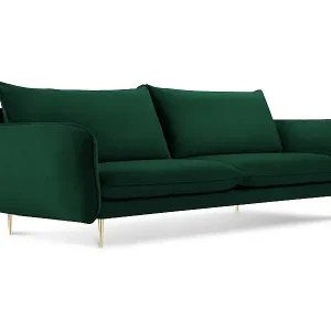 Cosmopolitan Design - 3-Sitzer Sofa "Vienna" aus Samt flaschengrün - 200x92x95cm Günstig