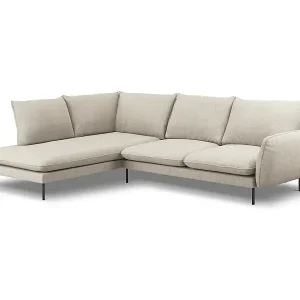 Sonderaktion Cosmopolitan Design - 6-Sitzer Ecksofa links "Vienna" aus strukturiertem Stoff leichtes beige - 275x185x95cm