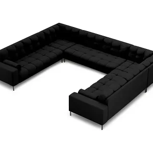 Begrenztes Angebot Cosmopolitan Design - 9-Sitzer Panoramasofa "Bali" aus strukturiertem Stoff schwarz - 327x256x75cm