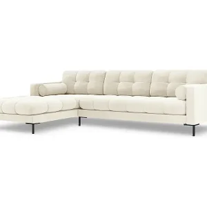 Preis Gesenkt Cosmopolitan Design - 5-Sitzer Ecksofa links "Bali" aus Samt leichtes beige - 293x185x75cm