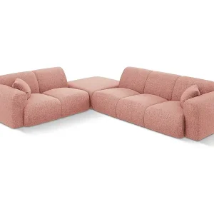 Ausverkauf Cosmopolitan Design - 4-Sitzer Ecksofa links "Nolio" aus Chenille-Stoff rosa - 315x250x72cm