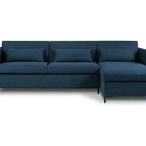 CXL by Christian Lacroix - 4-Sitzer ausklappbares Ecksofa rechts mit Container "Yanis" Sitzer aus strukturiertem Stoff blau - 260x170x80cm Top-Preis
