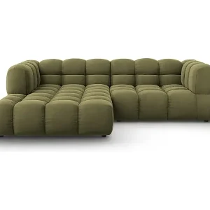 Beliebt Cosmopolitan Design - 3-Sitzer modulares Ecksofa links "Sky" aus Samt hellgrün - 244x162x75cm