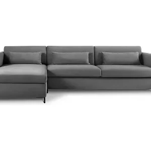 Nur Für Kurze Zeit CXL by Christian Lacroix - 5-Sitzer ausklappbares Ecksofa links "Yanis" Sitzer aus Samt dunkelgrau - 280x170x80cm