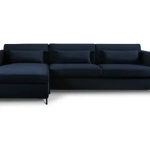 CXL by Christian Lacroix - 4-Sitzer ausklappbares Ecksofa links "Yanis" Sitzer aus Samt königsblau - 260x170x80cm Direktkauf