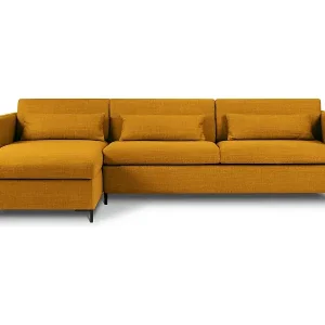 Heißes Angebot CXL by Christian Lacroix - 5-Sitzer ausklappbares Ecksofa links mit Container "Yanis" Sitzer aus strukturiertem Stoff gold - 280x170x80cm