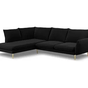 Jetzt Bestellen Cosmopolitan Design - 6-Sitzer Ecksofa links "Vienna" aus Samt schwarz - 275x185x95cm