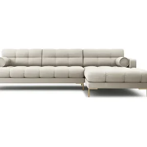 Cosmopolitan Design - 5-Sitzer Ecksofa rechts "Bali" aus strukturiertem Stoff beige - 293x185x75cm Top-Angebot