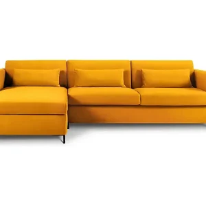 CXL by Christian Lacroix - 4-Sitzer ausklappbares Ecksofa links "Yanis" Sitzer aus Samt gelb - 260x170x80cm Kostenloser Rückversand