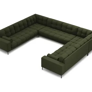 Sale Cosmopolitan Design - 9-Sitzer Panoramasofa "Bali" aus strukturiertem Stoff grün - 327x256x75cm