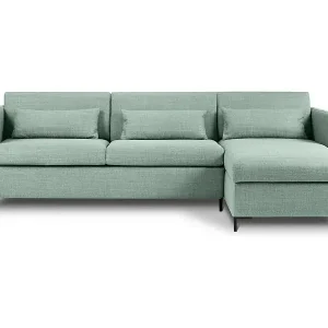 Knallerangebot CXL by Christian Lacroix - 4-Sitzer ausklappbares Ecksofa rechts mit Container "Yanis" Sitzer aus strukturiertem Stoff minze - 260x170x80cm