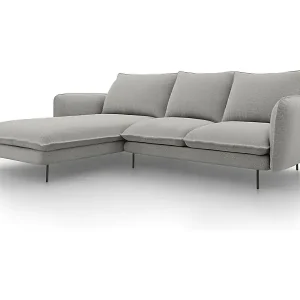 Kracherpreis Cosmopolitan Design - 5-Sitzer Ecksofa links "Vienna" aus strukturiertem Stoff hellgrau - 255x170x95cm
