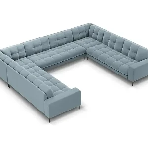 Cosmopolitan Design - 9-Sitzer Panoramasofa "Bali" aus Samt hellblau - 327x256x75cm Beliebt