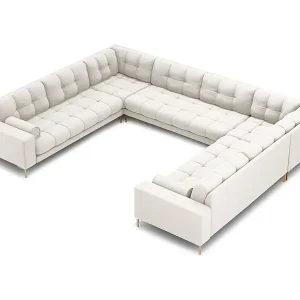 Gratis Versand Cosmopolitan Design - 9-Sitzer Panoramasofa "Bali" aus strukturiertem Stoff leichtes beige - 327x256x75cm