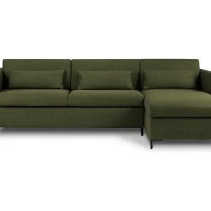 CXL by Christian Lacroix - 4-Sitzer ausklappbares Ecksofa rechts mit Container "Yanis" Sitzer aus strukturiertem Stoff grün - 260x170x80cm Kracherpreis
