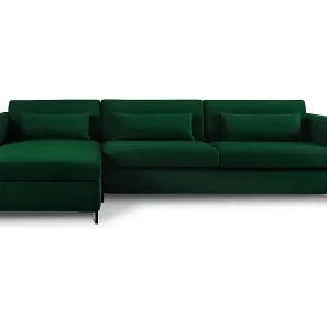 Schneller Versand CXL by Christian Lacroix - 5-Sitzer ausklappbares Ecksofa links "Yanis" Sitzer aus Samt flaschengrün - 280x170x80cm