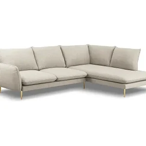 Sonderaktion Cosmopolitan Design - 6-Sitzer Ecksofa rechts "Vienna" aus strukturiertem Stoff leichtes beige - 275x185x95cm