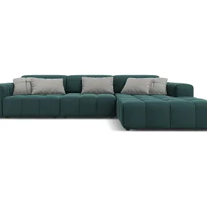 CXL by Christian Lacroix - 4-Sitzer Ecksofa rechts "Luc" Sitzer aus Samt petrol - 284x166x70cm Sale
