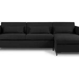 CXL by Christian Lacroix - 4-Sitzer ausklappbares Ecksofa rechts mit Container "Yanis" Sitzer aus strukturiertem Stoff dunkelgrau - 260x170x80cm Online Kaufen