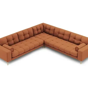 Cosmopolitan Design - 6-Sitzer wendbares Ecksofa "Bali" aus strukturiertem Stoff ziegelrot - 256x256x75cm Sichere Zahlung