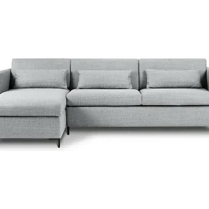 CXL by Christian Lacroix - 4-Sitzer ausklappbares Ecksofa links mit Container "Yanis" Sitzer aus strukturiertem Stoff hellgrau - 260x170x80cm Neuheit