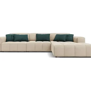 Super-Preis CXL by Christian Lacroix - 4-Sitzer Ecksofa rechts "Luc" Sitzer aus Samt leichtes beige - 284x166x70cm