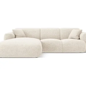 Cosmopolitan Design - 4-Sitzer Ecksofa links "Nolio" aus Chenille-Stoff leichtes beige - 260x170x72cm Aktuell