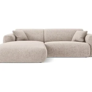 Direktkauf Cosmopolitan Design - 4-Sitzer Ecksofa links "Nolio" aus Chenille-Stoff beige - 235x170x72cm