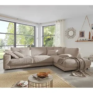 Kostenloser Rückversand Ecksofa - Taupe Cord - MADELINE