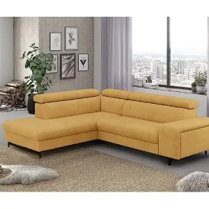 Abverkauf MYHOMELANDO Emma Ecksofa – L-Form Schlaffunktion und Bettkasten, verstellbare Kopfstützen