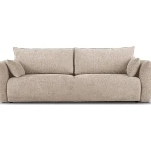 Cosmopolitan Design - 3-Sitzer ausklappbares Sofa mit Bettkasten "Matera" aus Chenille-Stoff beige - 240x108x86cm Finale Aktion