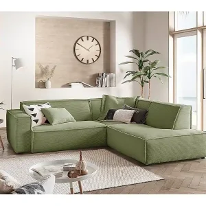 Expressversand Ecksofa - Grün Cord - SAMU