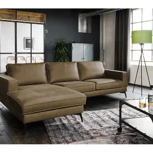 Ecksofa - Beige Leder - BLOOM Neue Ware