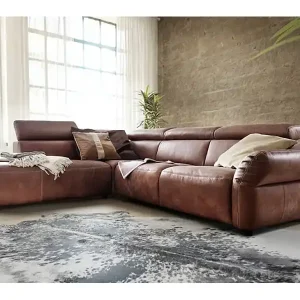 Nur Heute Ecksofa - Braun Leder - RISO