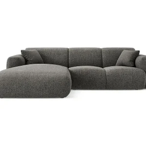 Cosmopolitan Design - 4-Sitzer Ecksofa links "Nolio" aus Chenille-Stoff grau - 260x170x72cm Sale