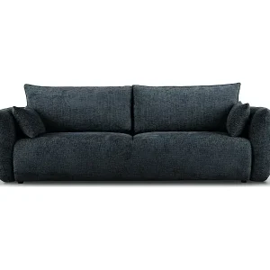 Cosmopolitan Design - 3-Sitzer ausklappbares Sofa mit Bettkasten "Matera" aus Chenille-Stoff königsblau - 240x108x86cm Kracherpreis