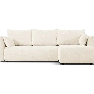 Cosmopolitan Design - 4-Sitzer ausklappbares Ecksofa rechts mit Container "Matera" aus Chenille-Stoff leichtes beige - 253x173x86cm Rabatt