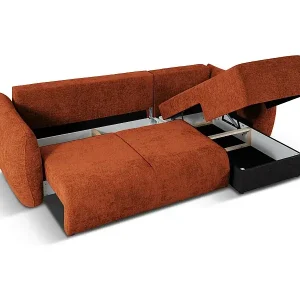 Cosmopolitan Design - 4-Sitzer ausklappbares Ecksofa rechts mit Container "Matera" aus Chenille-Stoff terrakotta - 253x173x86cm Jetzt Bestellen