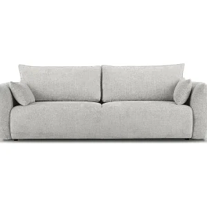 Schnäppchen Cosmopolitan Design - 3-Sitzer ausklappbares Sofa mit Bettkasten "Matera" aus Chenille-Stoff hellgrau - 240x108x86cm