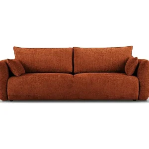 Cosmopolitan Design - 3-Sitzer ausklappbares Sofa mit Bettkasten "Matera" aus Chenille-Stoff terrakotta - 240x108x86cm Geprüft