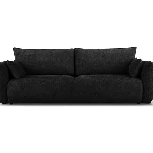 Gratis Versand Cosmopolitan Design - 3-Sitzer ausklappbares Sofa mit Bettkasten "Matera" aus Chenille-Stoff schwarz - 240x108x86cm