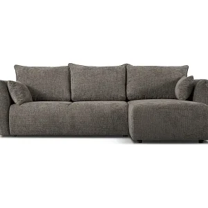 Cosmopolitan Design - 4-Sitzer ausklappbares Ecksofa rechts mit Container "Matera" aus Chenille-Stoff grau - 253x173x86cm Nur Für Kurze Zeit