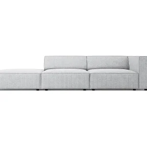 Cosmopolitan Design - 4-Sitzer linkes Sofa "Arendal" aus Chenille-Stoff mit Rippeneffekt hellgrau - 262x102x70cm Angebot